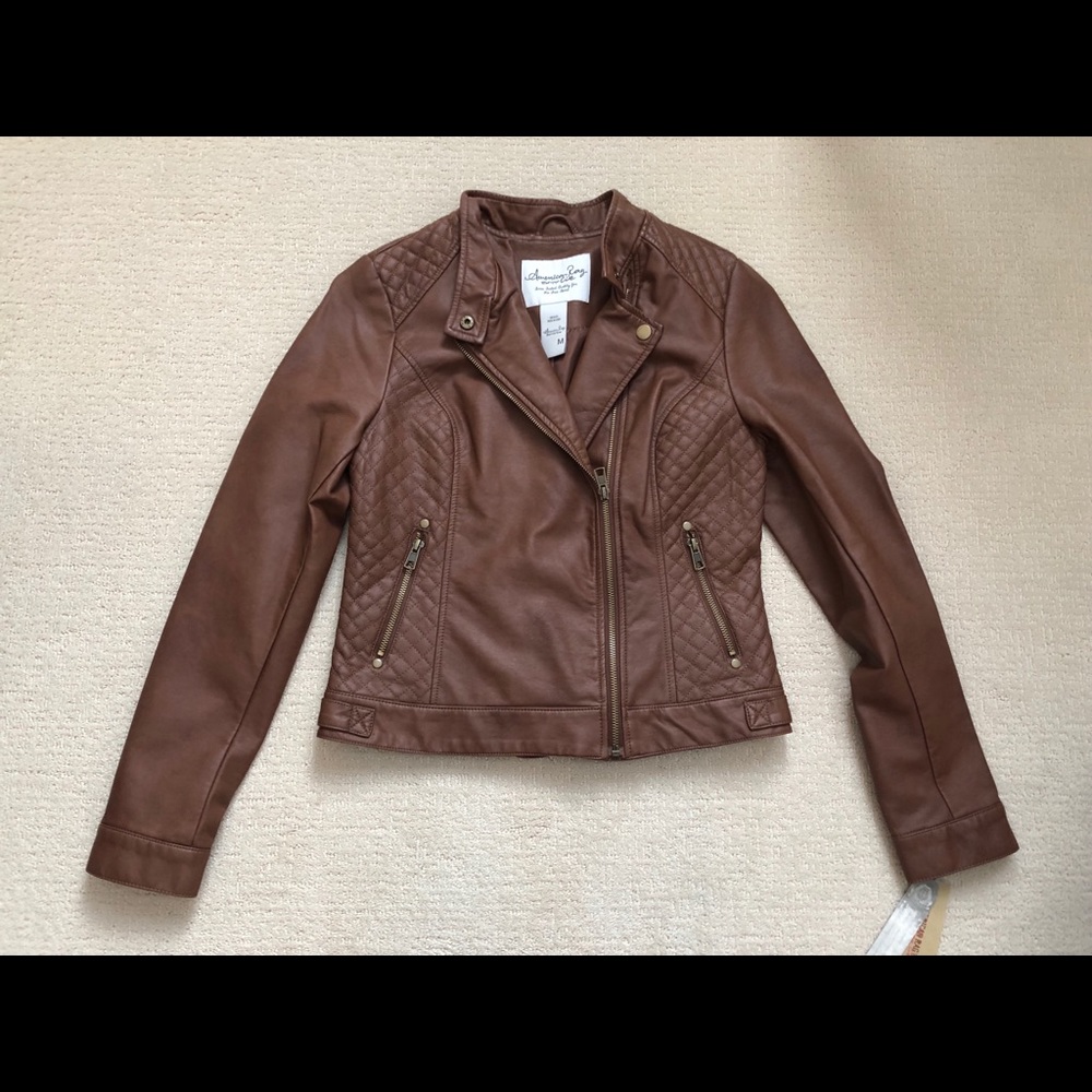 Brown leather jacket, brand new!